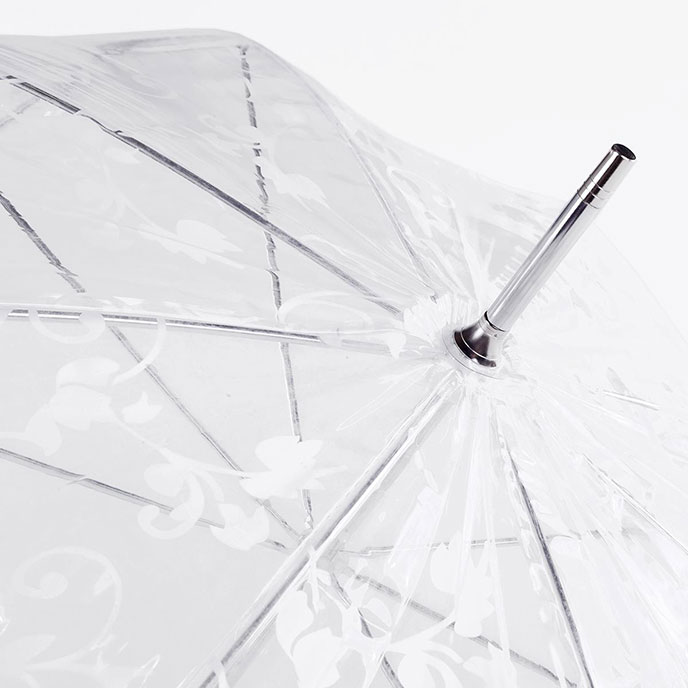 totes® Clear with White Floral Scroll Walker Umbrella   Extra Image 3